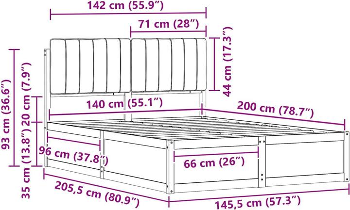 Image du produit vidaXL Holzbett (140 x 200 cm)