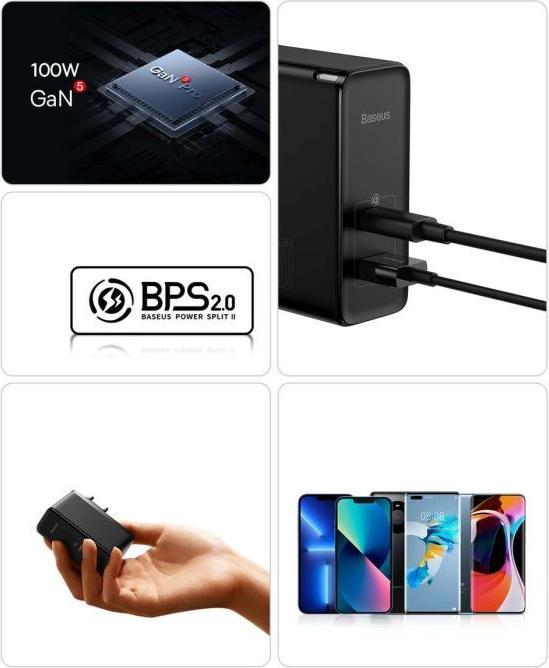 Actual product image Baseus 100W GaN5 Pro Fast Charger (100 W)