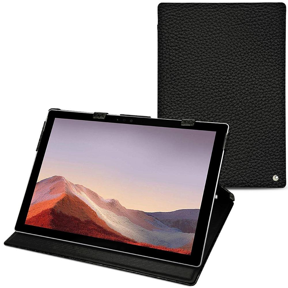 Noreve Lederschutzhülle vertikal (Microsoft Surface Pro 7), Tablet Hülle, Schwarz