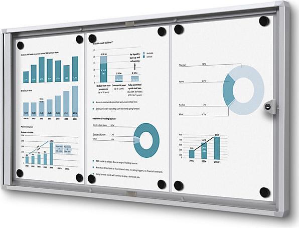 Produktbild eurokraft basic Info-Schaukasten für innen (Magnettafel, Pinnwand, 71.5 x 35 cm)