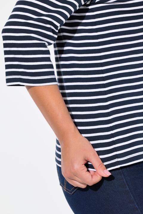 Image du produit Ulla Popken T-shirt rayé. Manches 3/4 et col rond. Coupe Classic (54)