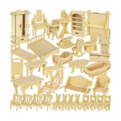 Kruzzel Zestaw mebelków drewnianych dla lalek 34 el. 23542