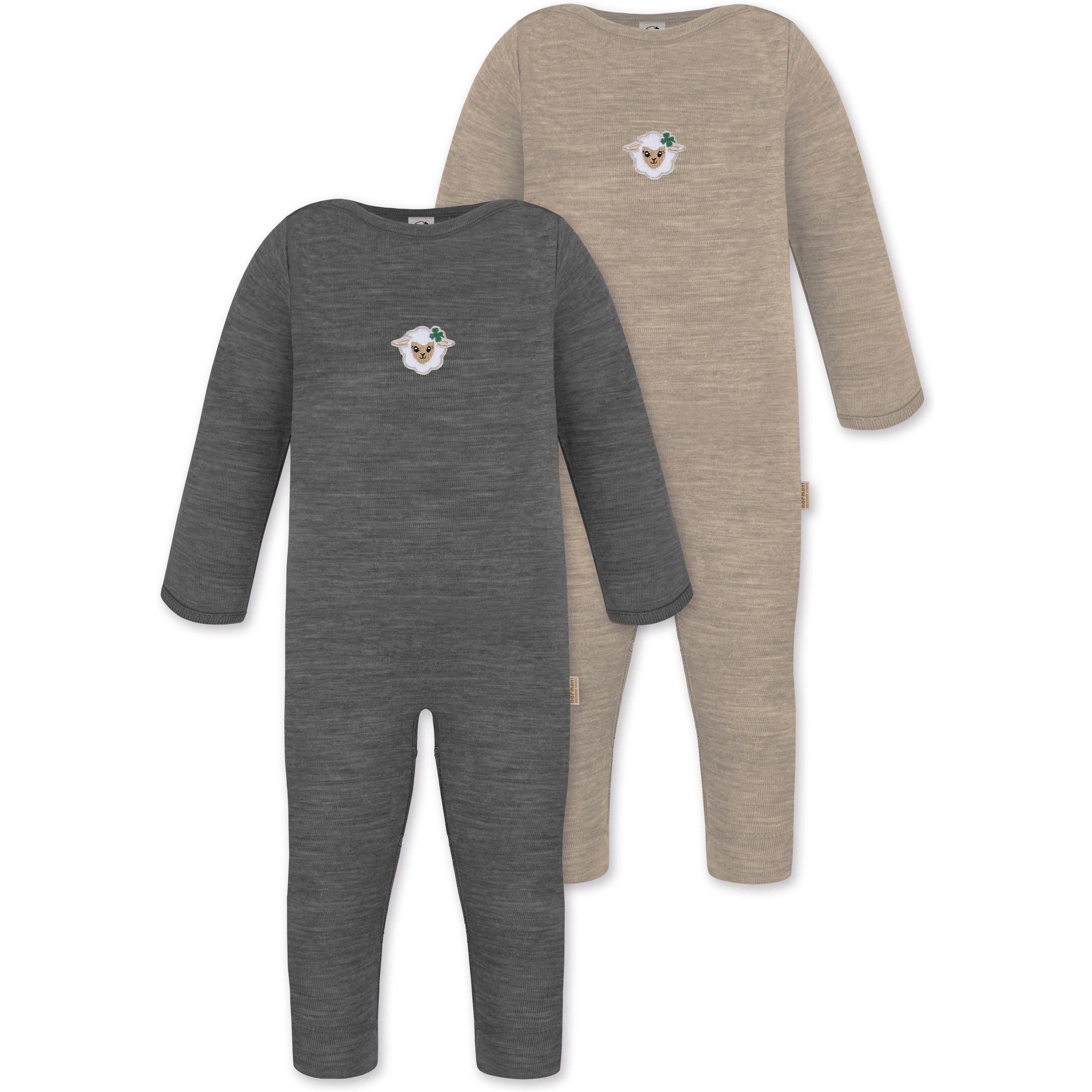 Normani, Herren, Strampler, 2er Pack Baby Merino Strampler „Tangoio" - 9595, Beige, (80)