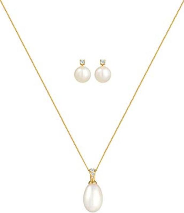 Immagine prodotto Diamore Set collana e orecchini con diamanti e perla (585 oro giallo)