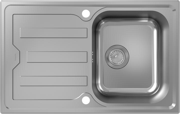 Actual product image hansgrohe S44 built-in sink 342, stainless steel, with short drainer, 790x500mm, 43364800 (Fitted sink, 50 cm, 79 cm)