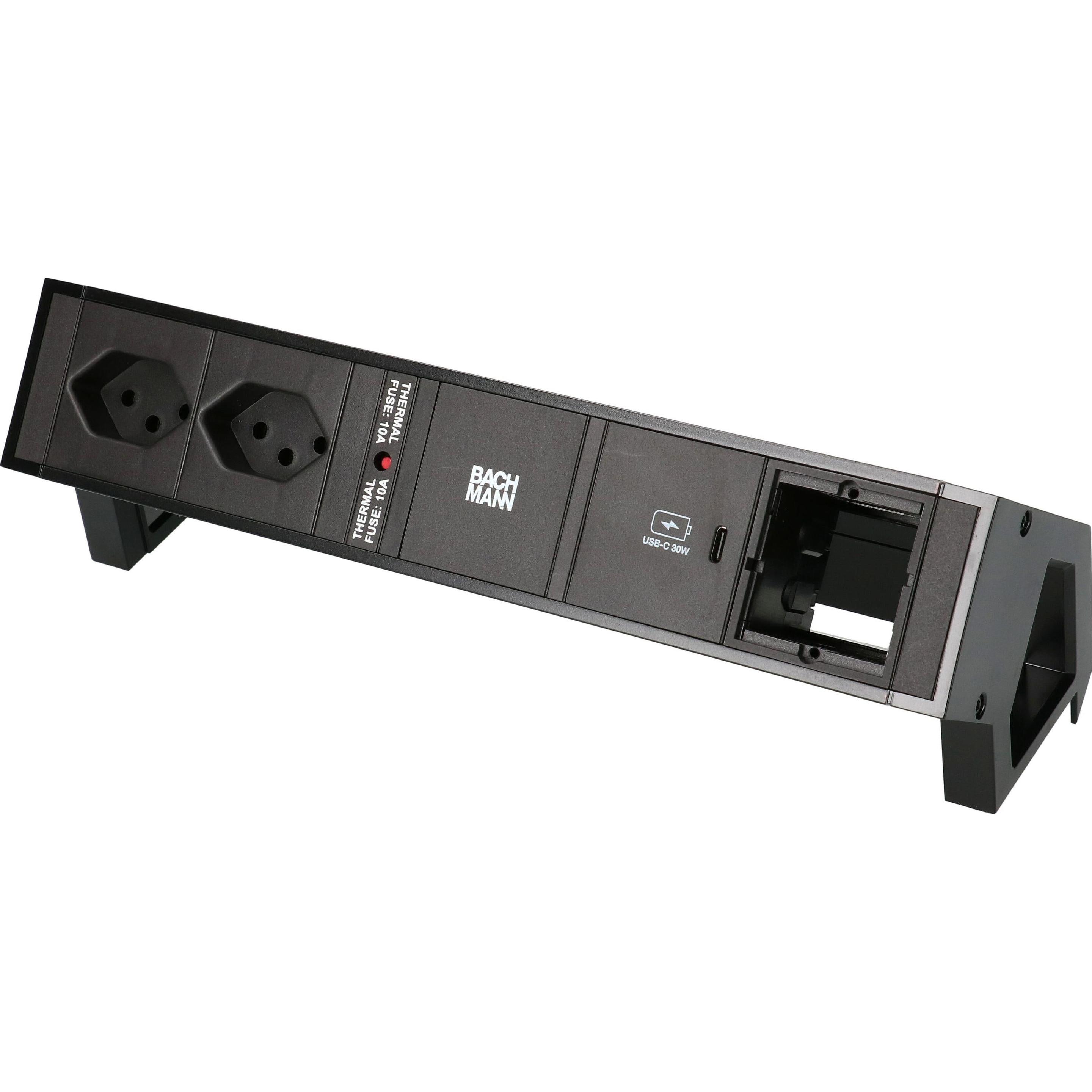 Bachmann, Steckdosenleiste, Tischsteckdosenleiste DESK 2, 2x T13, 1x USB C, 1x Custom (2 x, Typ 13, 0.20 m)