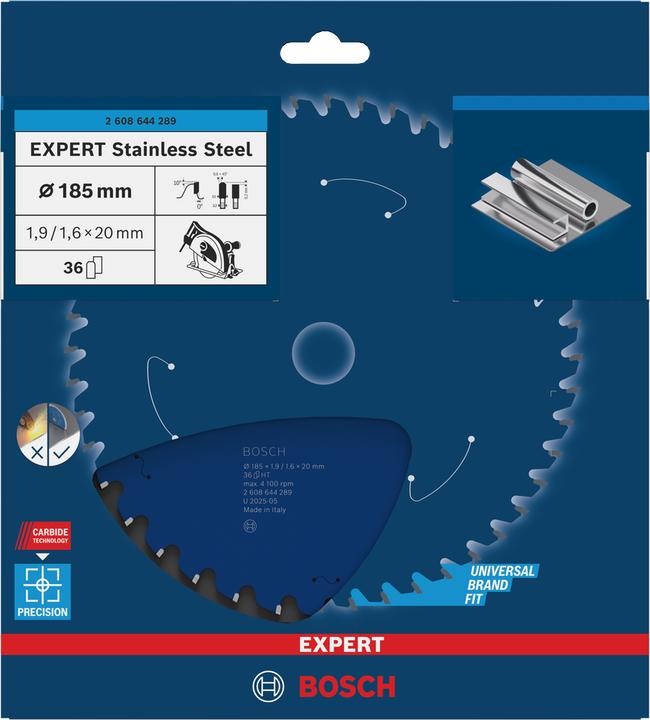 Produktbild Bosch Professional Zubehör Kreissägeblatt Expert for Stainless Steel, 185 x 20 x 1,9 x 36