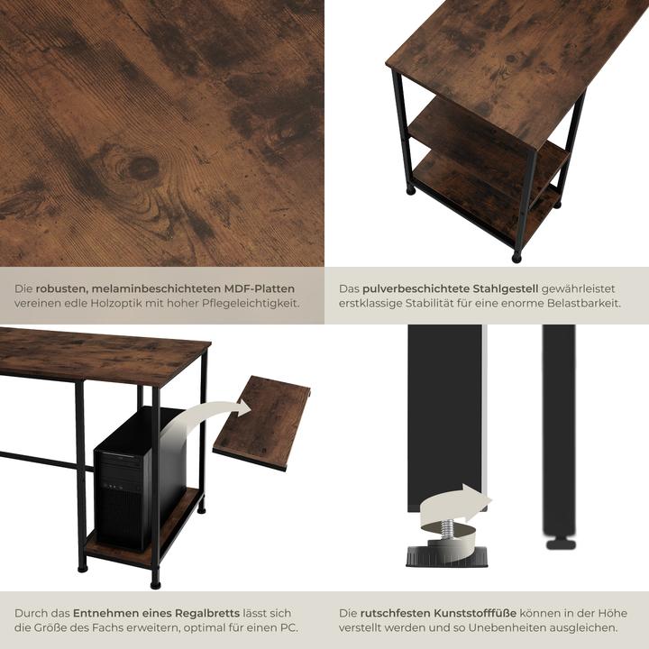 Image du produit tectake Bureau informatique Stoke (55 x 55 x 75 cm)