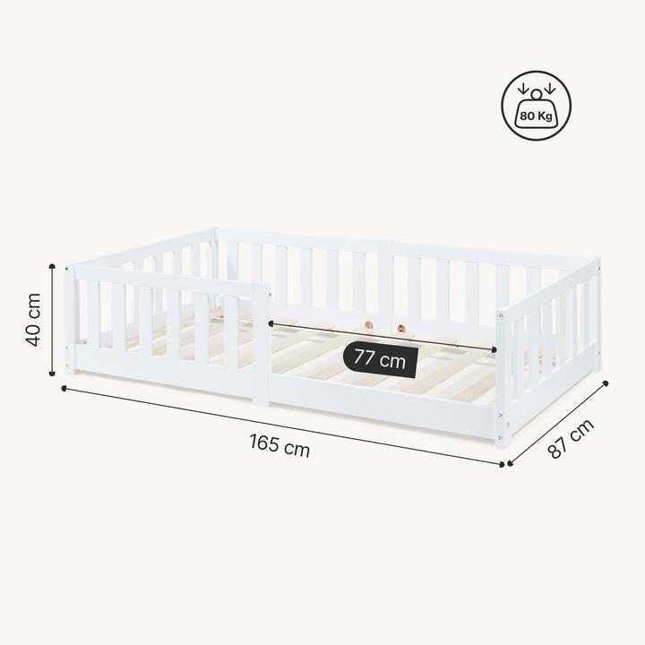 Produktbild En.Casa Kinderbett Tanna 80x160 cm Weiss (80 x 160 cm)