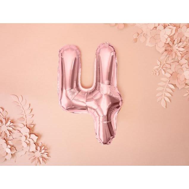 Thumbnail - Partydeco Zahlenballon Folie 4 Rose Gold 35-40 cm