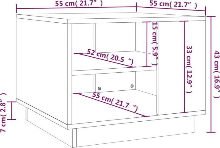 Image du produit vidaXL Couchtisch (55 x 55 x 43 cm)
