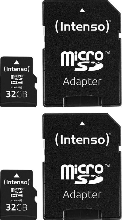 Intenso 2er-Set microSDHC-Speicherkarte, 32 GB, Class 10, inkl. SD-Adapter (32 GB, microSDHC)