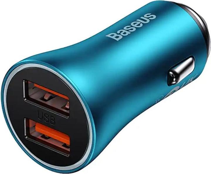 Produktbild Baseus Golden Contactor Max car charger, 2x USB, 60W (blue)
