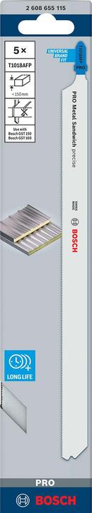 Produktbild Bosch Professional Zubehör PRO Metal Sandwich T1018AFP Stichsägeblatt, 250 mm, 5-tlg.