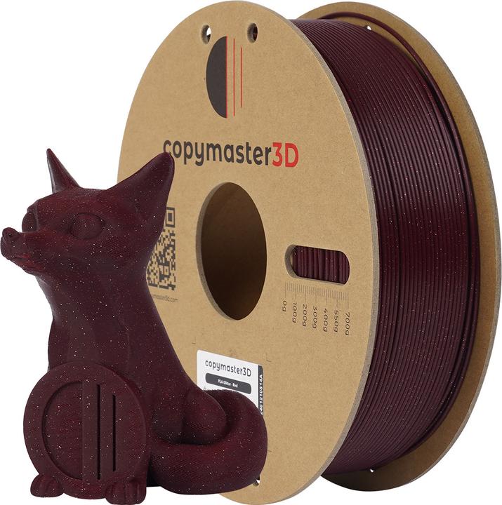 Produktbild Copymaster3D PLA Glitter Filament for 3D Printer, 1.75 mm, sparkling red (PLA, 1.75 mm, Rot)