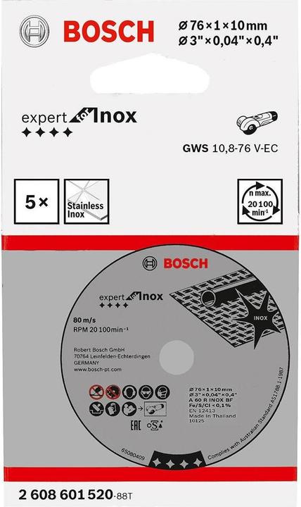 Produktbild Bosch Professional Zubehör PRO Stainless Steel and Metal Trennscheibe, 76 x 1 x 10 mm