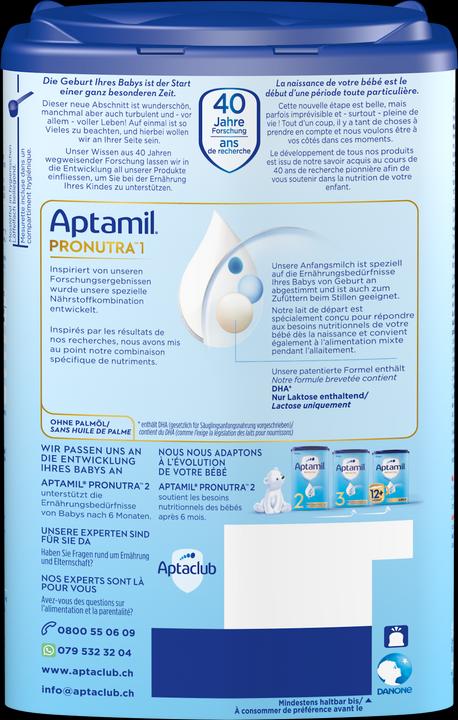 Nutritional values and ingredients Aptamil Pronutra 1 (800 g, from birth)
