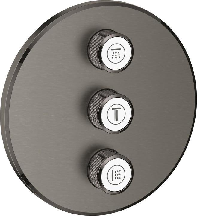 Productafbeelding Grohe Inbouwklep GROHTHERM SMARTCONTROL rond, 3-weg hardgrafiet geborsteld