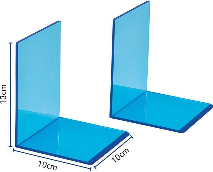 Actual product image Maul Bookend 10x10x13cm 3513631 transparent blue 2 pieces (13 x 10 x 13 cm)