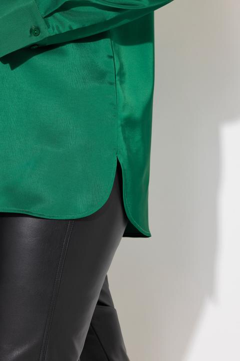 Actual product image Ulla Popken Long Sleeve Collared Satin Blouse (60)