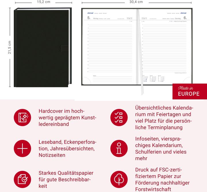 Actual product image Tages-Cheftimer A5, schwarz 2026 (A5)