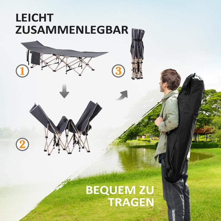 Produktbild Outsunny Campingbett Stahl, Oxfordstoff Grau