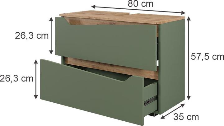 Produktbild Vichy Waschbeckenunterschrank Marelle, Grün/Artisan, 80 x 57.5 cm mit 2 Schubladen
