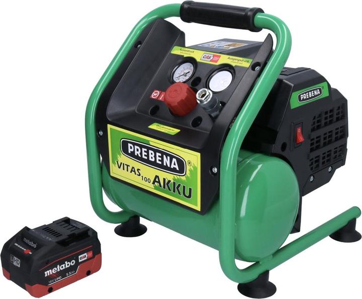 Produktbild Prebena VITAS 100-AKKU Kompressor 18 V 5 l 8 bar CAS Brushless + 1x Akku 5,5 Ah - ohne LadegerÃ¤t (8 Bar, 5 l)