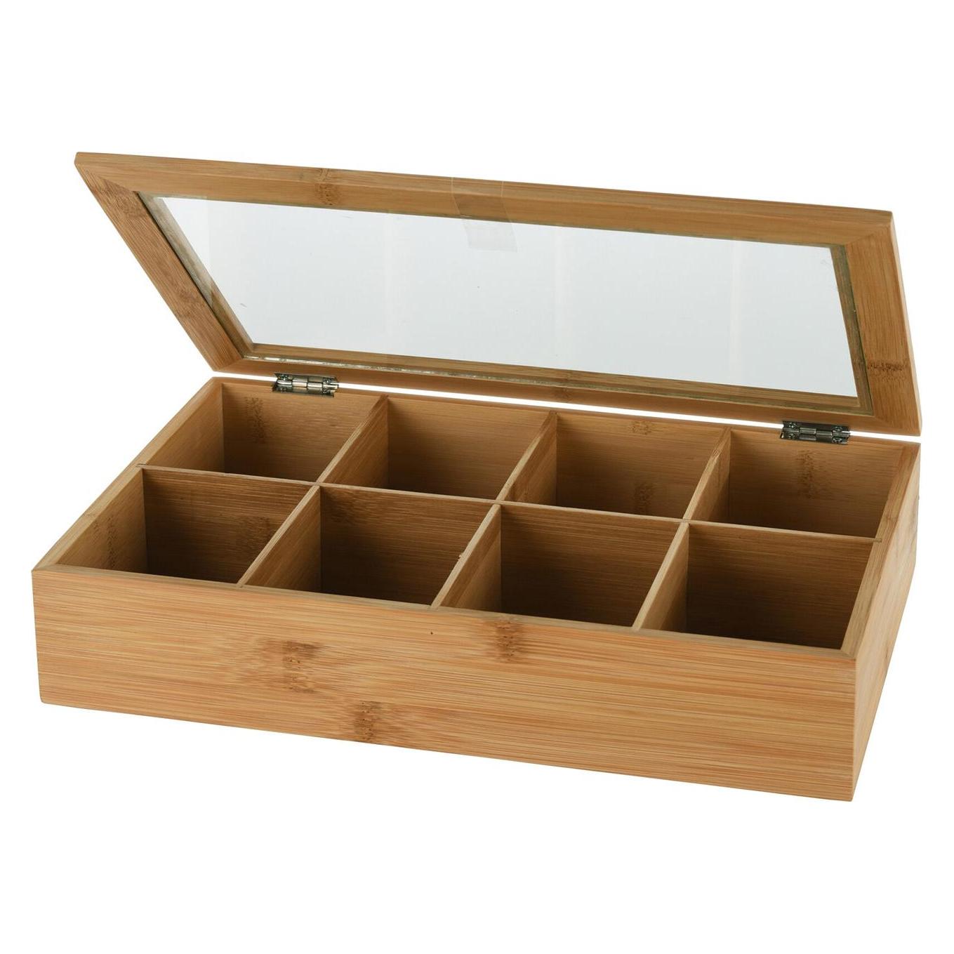 Natura Punto Bamboe Theezakjesdoos, Met Deksel En 8 Vakjes, Accessoires Voor Thee, Bruin