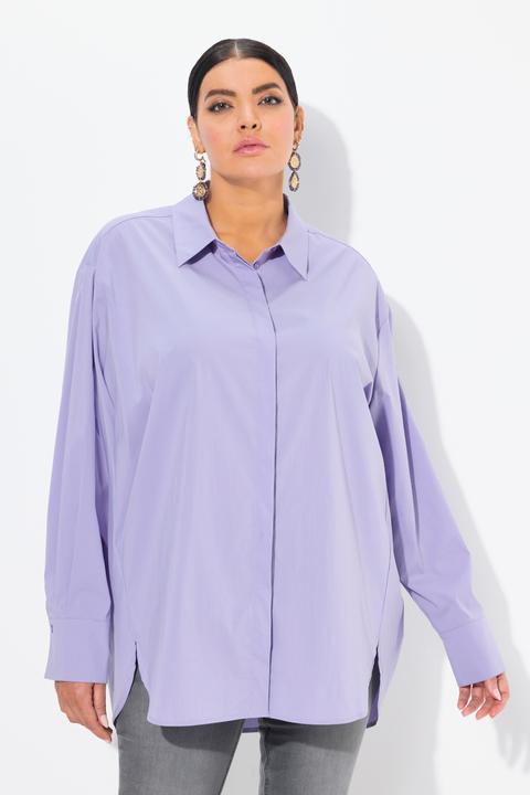 Immagine prodotto Ulla Popken Camicia dal taglio oversize con bottoni di madreperla, collo da camicia e maniche lunghe (50, 52)