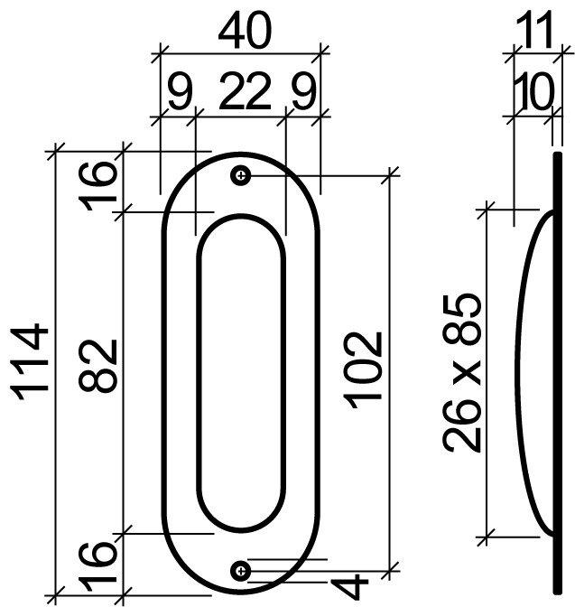Produktbild Nickal Schiebetür-Muschelgriffe