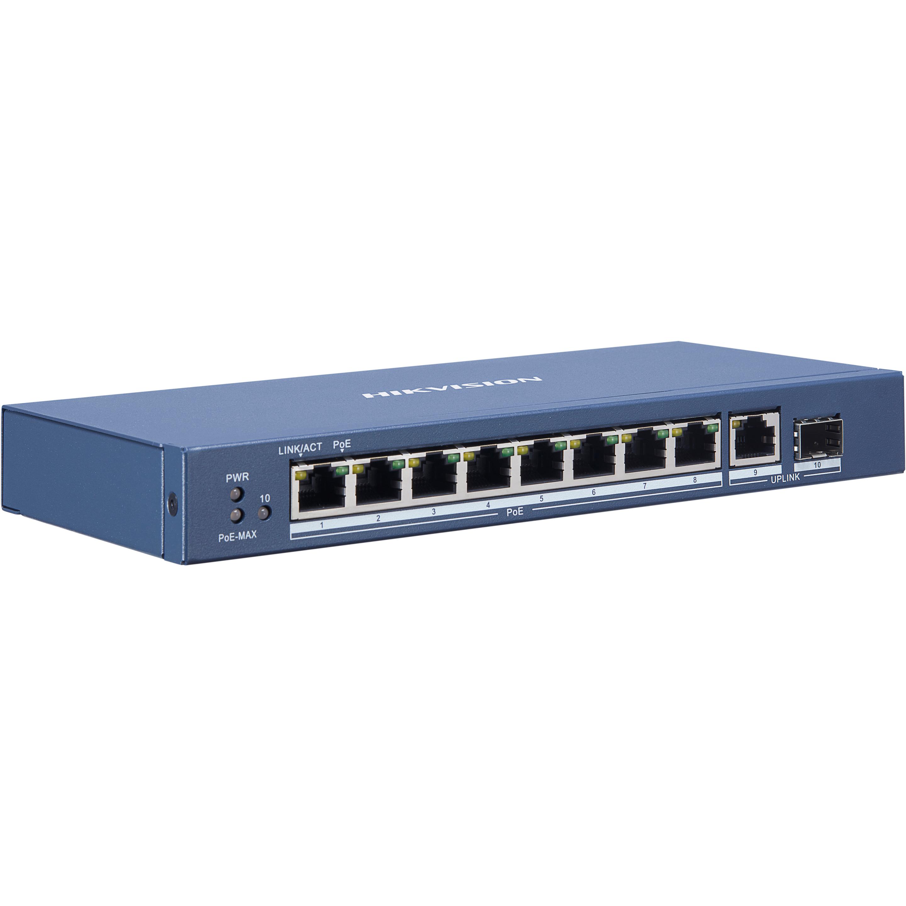 Hikvision DS-3E0510P-E (9 Ports), Netzwerk Switch, Blau