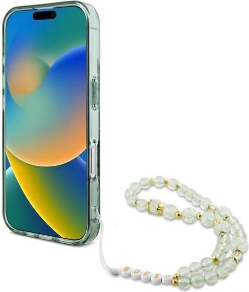 Produktbild Guess GUHMP16MHFWBRCESN iPhone 16 Plus 6.7" zielony/green hardcase IML Flowers With Pearl Strap MagS
