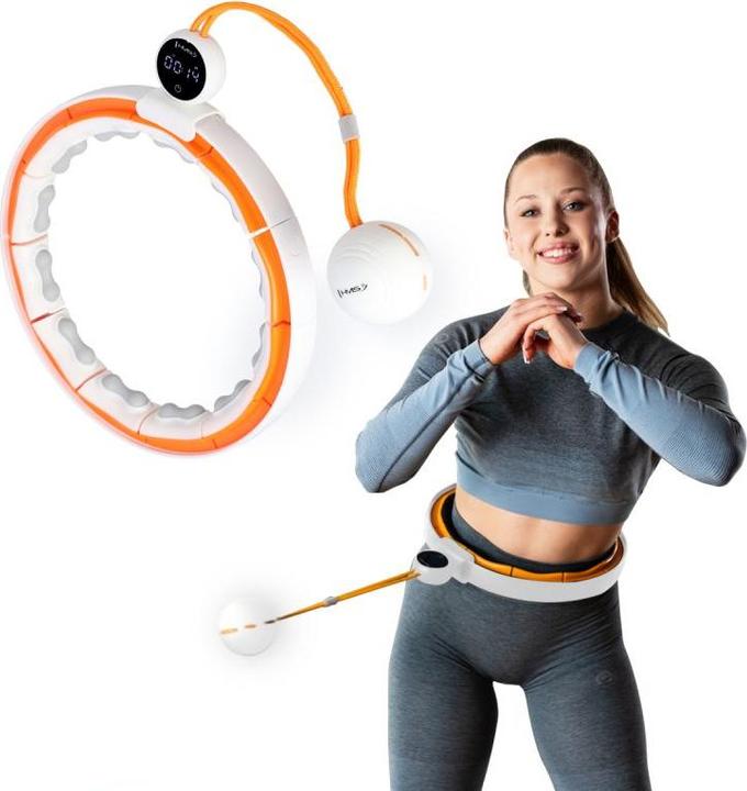 Image du produit HMS Hhm21 Hula Hoop Blanc/Orange Avec Aimants Tpe Patte Et Poids + Compteur (90 cm, 800 g)