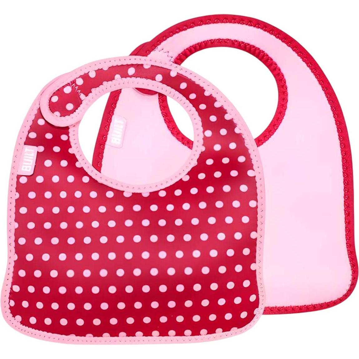 Built, Bavaglino, Mess Mate Baby Pink Mini Dots 2 pz. (0 Mesi)