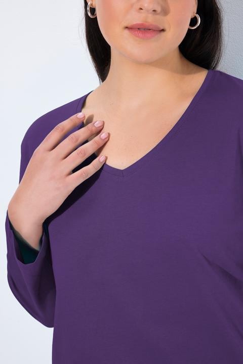 Produktbild Ulla Popken Shirt, V-Ausschnitt, Relaxed, Langarm (60)