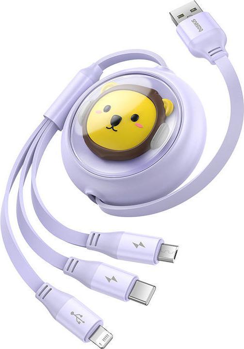 Immagine prodotto Baseus Cavo di ricarica 3w1 da USB a USB-C, USB-M, Lightning 3,5A, 1,1 m (viola) (1.10 m, USB 3.2 Gen 2x2, 100 W)