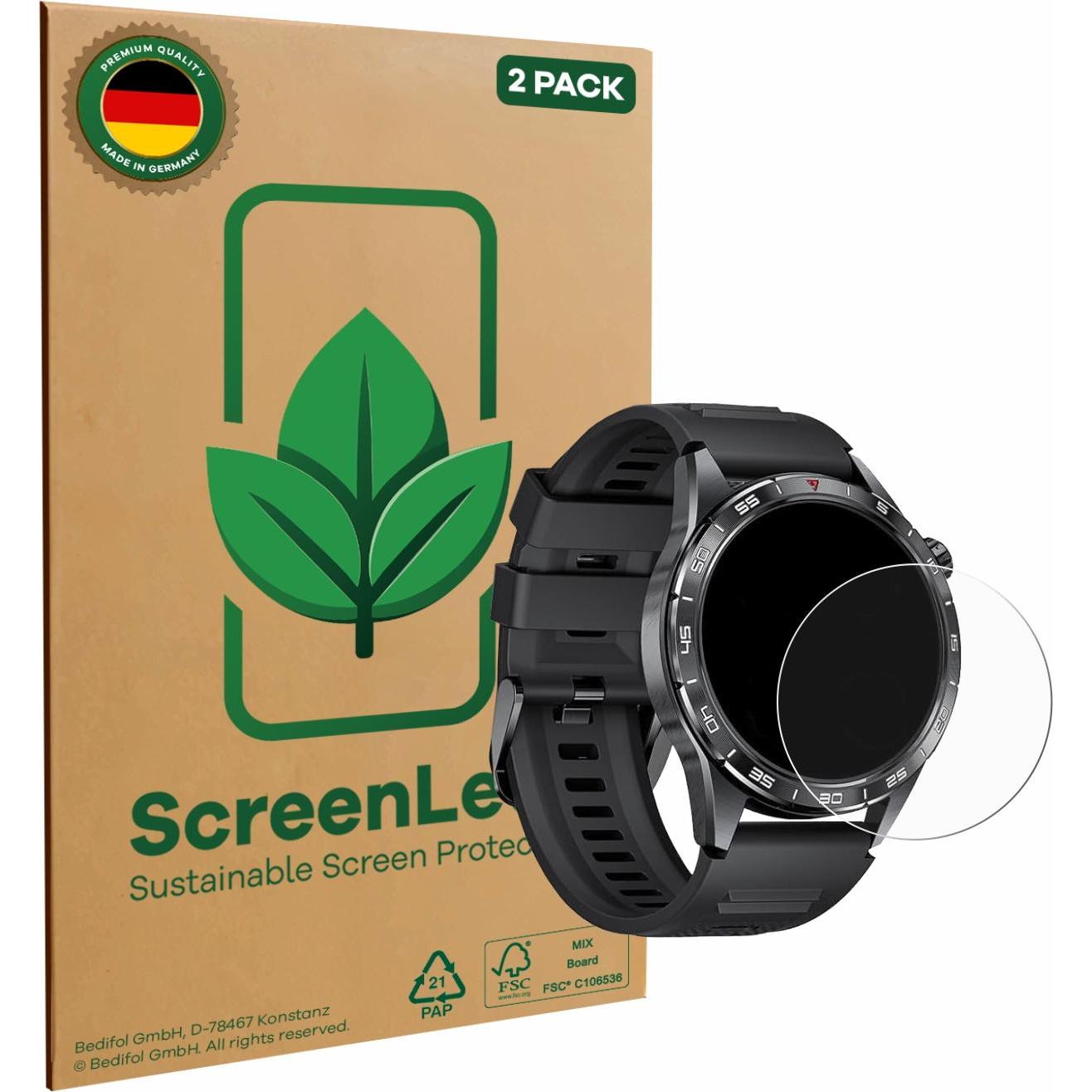 ScreenLeaf Schutzfolie nachhaltiger Displayschutz Display Schutz Folie Klar Transparent, Smartwatch Schutzfolie, Transpa...