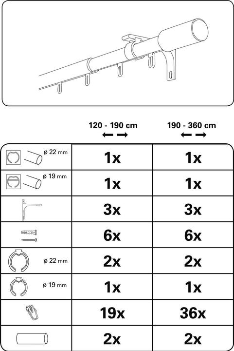 Produktbild Gardinia Gardinenstangen Set Thasos mit Innenlauf I