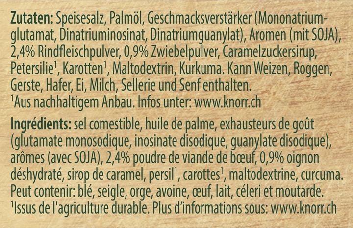 Nährwerte und Zutaten Knorr Fleisch Bouillon (109 ml)