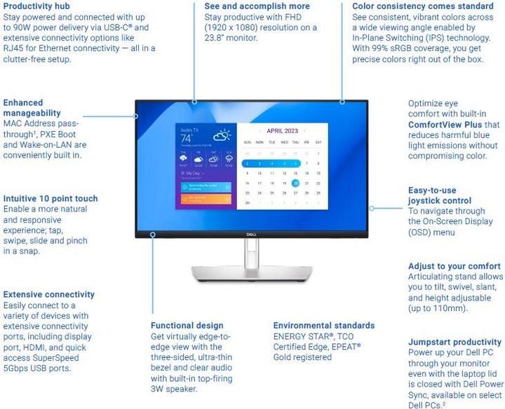 Actual product image Dell P2424HT (1920 x 1080 pixels, 23.80")