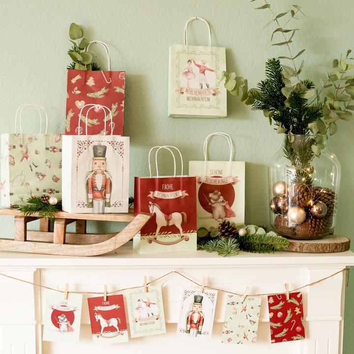 Image du produit Papierdrachen 6 pochettes cadeaux imprimées et colorées - Casse-noisette (Pochette cadeau, 6 x)