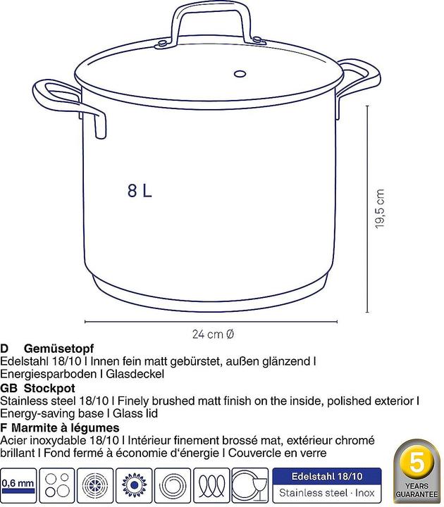 Produktbild Kela Flavoria (Kochtopf, Edelstahl, 24 x 19.50 cm)