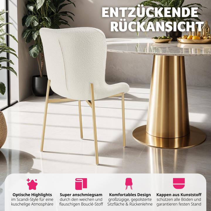 Image du produit tectake Lot de 2 chaises rembourrées Tessa Bouclé