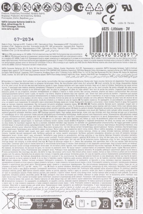 Produktbild Varta Electronics CR2025 (5 Stk., CR2025, 157 mAh)