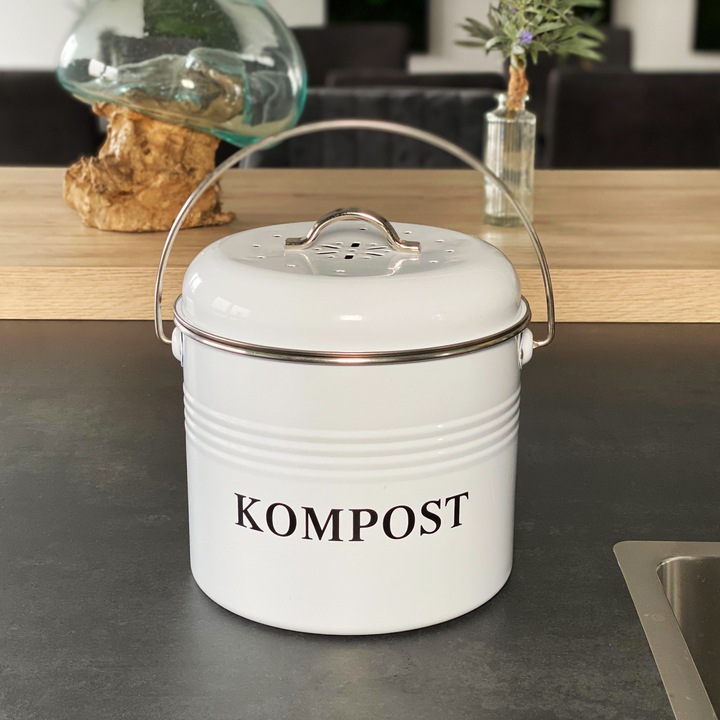 Produktbild Intirilife Biomülleimer inkl. 2 Kohlefilter geruchsdicht mit Schwenkgriff (3 l)
