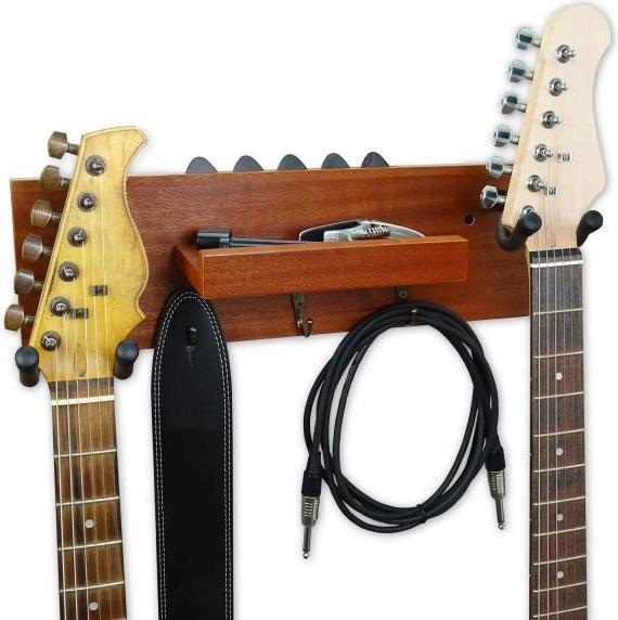 Produktbild keepdrum keepdrum Gitarren-Wandhalterung Mahagoni für 2 Gitarren und Zubehör