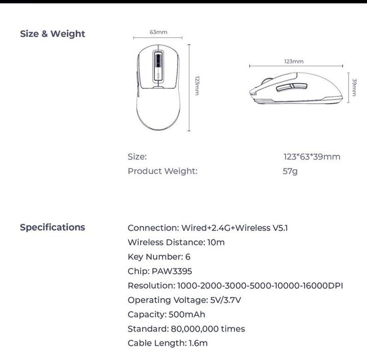 Actual product image Havit Wireless Gaming Mouse MS969WB, RGB, 1000DPI - 16000DPI, Black (Wireless)