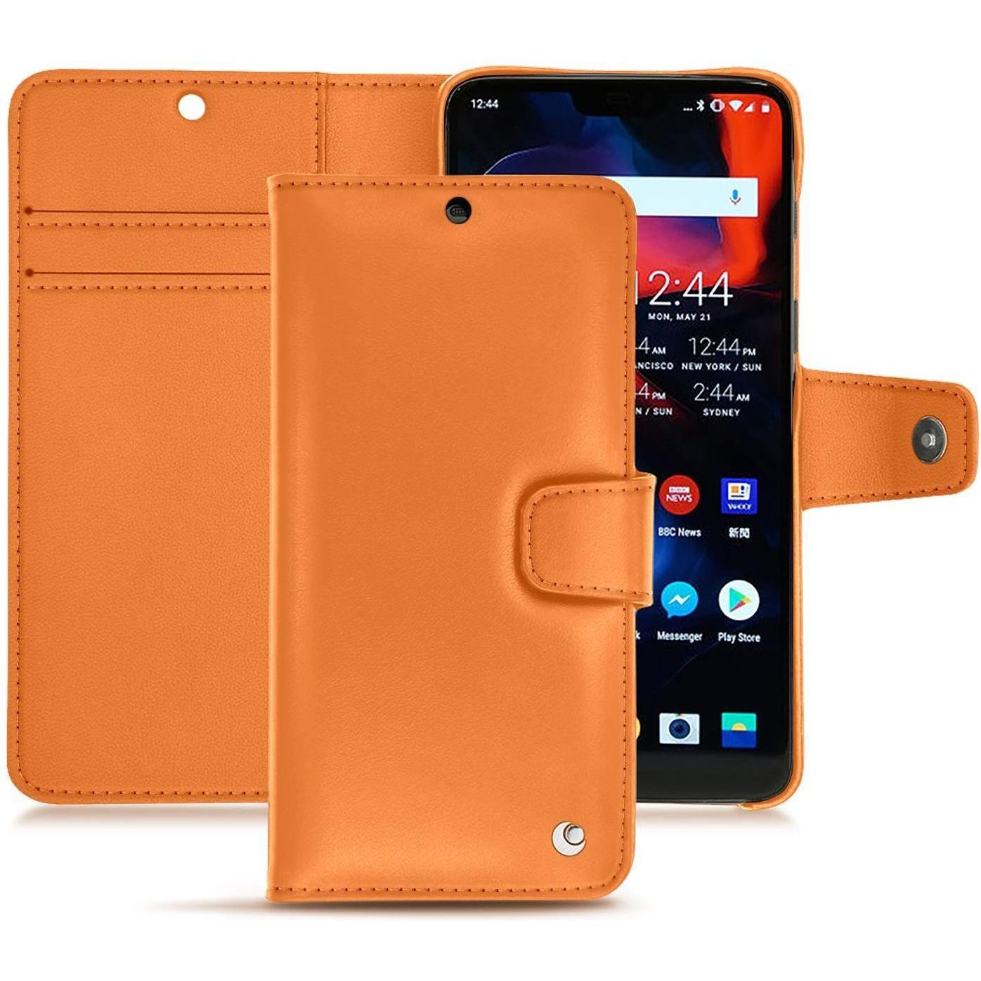 Noreve Lederschutzhülle Wallet (OnePlus 6), Smartphone Hülle, Orange