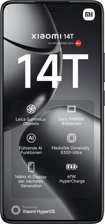 Produktbild Xiaomi 14T (256 GB, Titan Black, 6.60", Dual SIM, 50 Mpx, 5G)